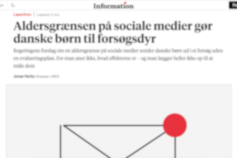 Læserbrev i Information af Jonas Herby om aldersgrænsen på sociale medier